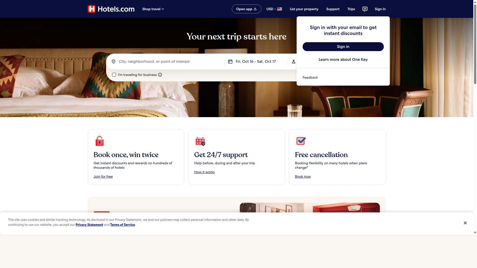 Hotels.com website